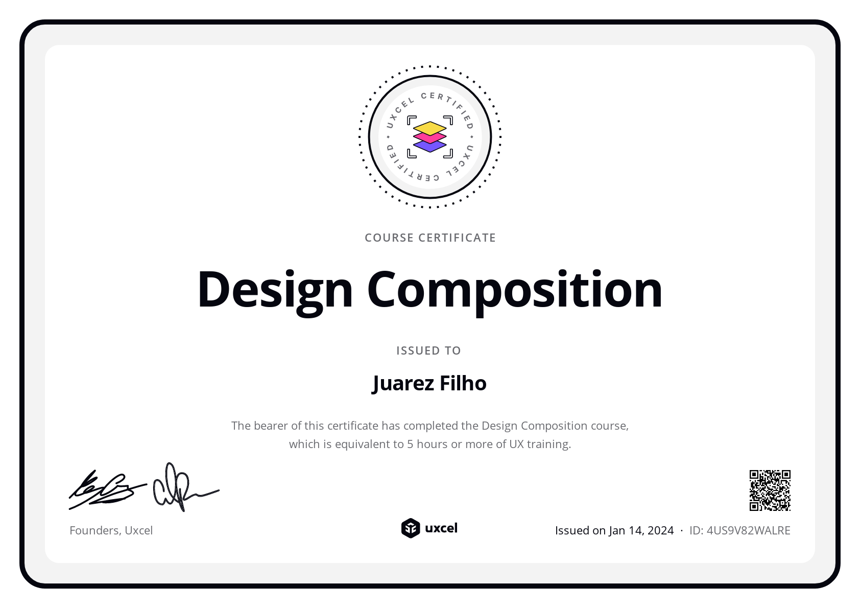 Juarez Filho's certificate